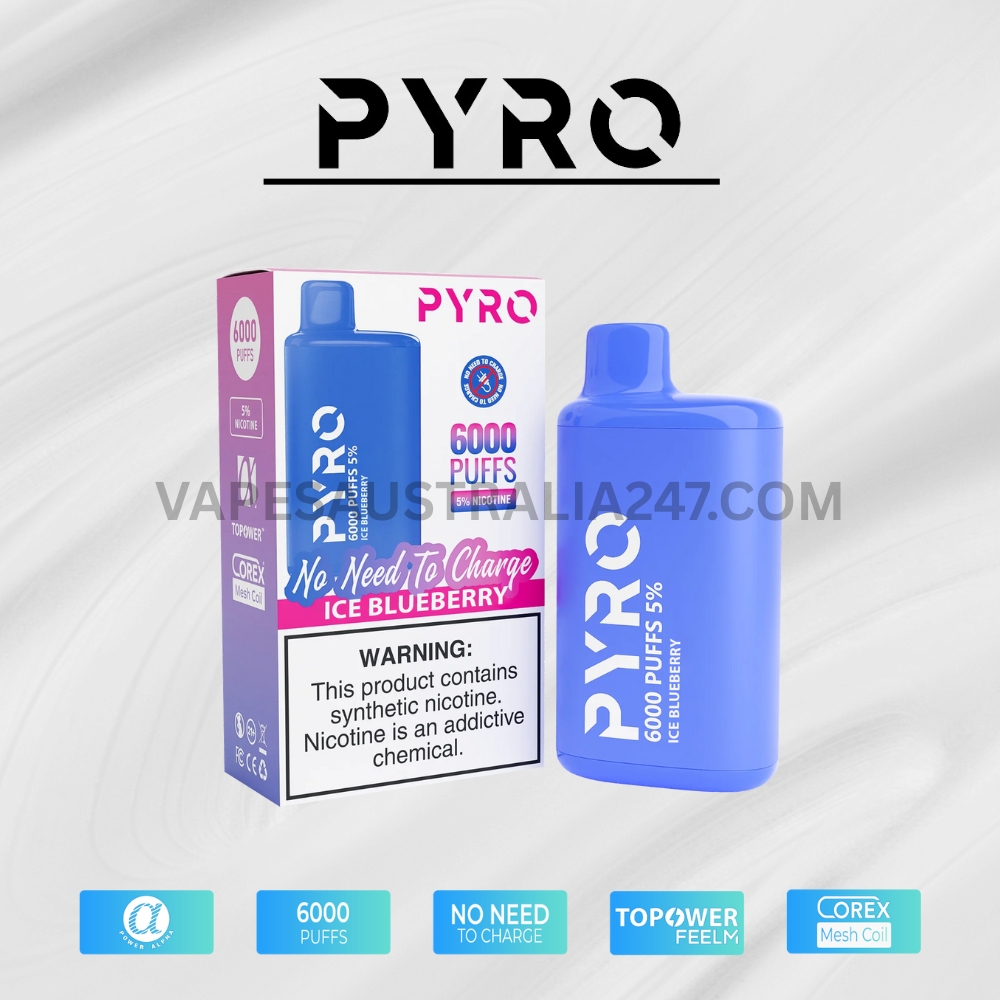 PYRO Vape 6000 Puffs 5% Ice Blueberry PYRO Vape 6000 Puffs 5% Ice Blueberry