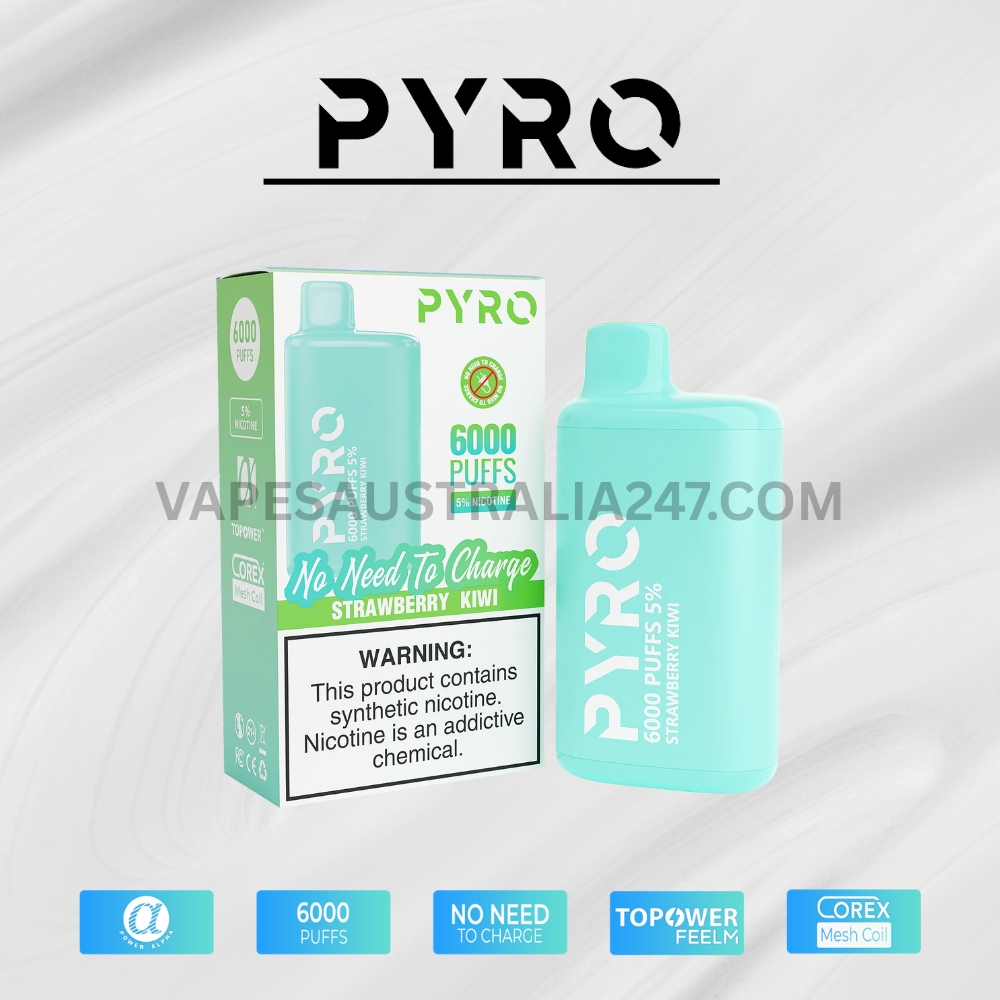 PYRO Vape 6000 Puffs 5% Strawberry Kiwi PYRO Vape 6000 Puffs 5% Cherry Cola