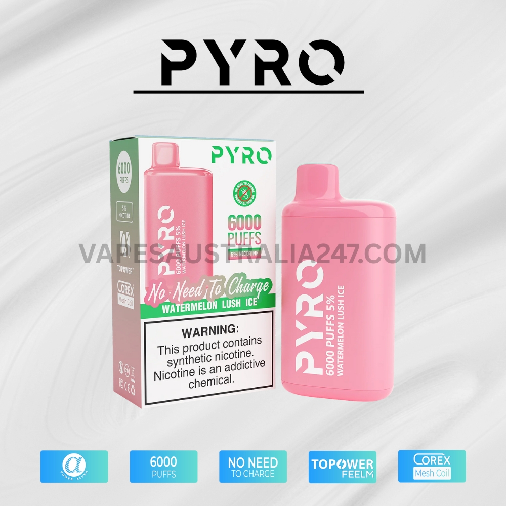 PYRO Vape 6000 Puffs 5% Watermelon Lush Ice PYRO Vape 6000 Puffs 5% Cherry Cola