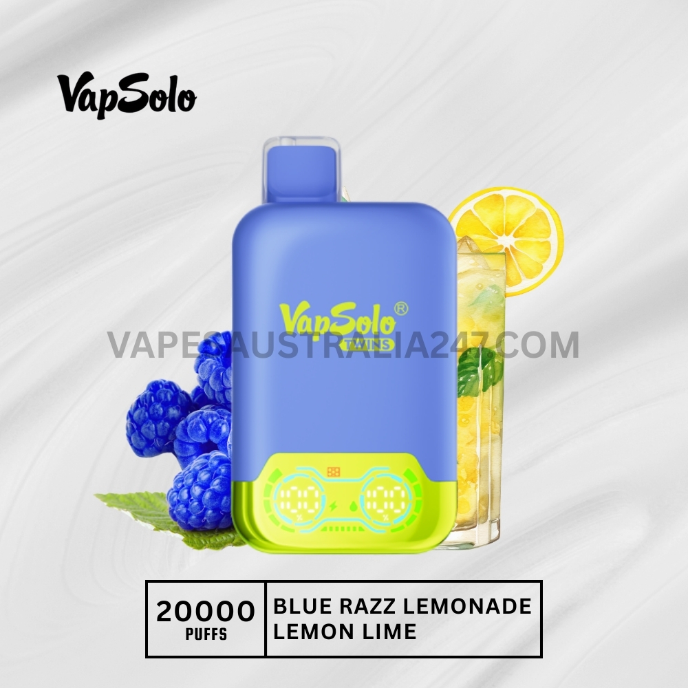 Vapsolo Twins 20000 Puffs Blue Razz Lemonade Lemon Lime Vapsolo Twins 20000 Puffs Blue Razz Lemonade Lemon Lime