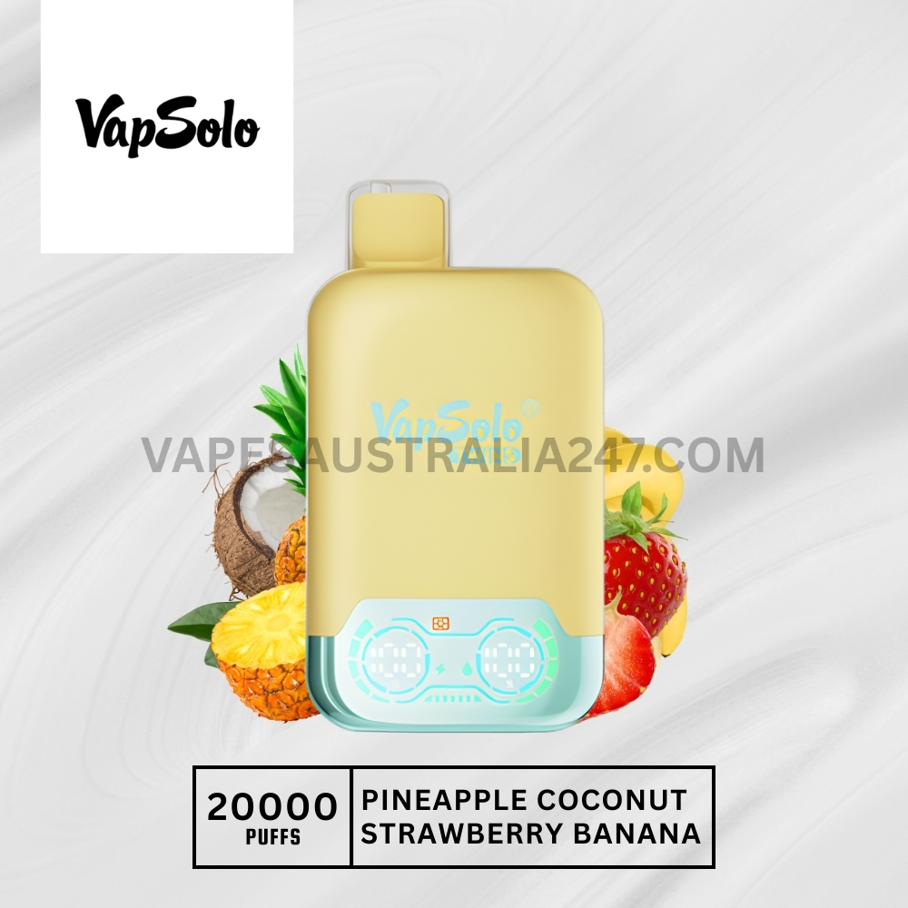 Vapsolo Twins 20000 Puffs Pineapple Coconut Strawberry Banana Vapsolo Twins 20000 Puffs Pineapple Coconut Strawberry Banana